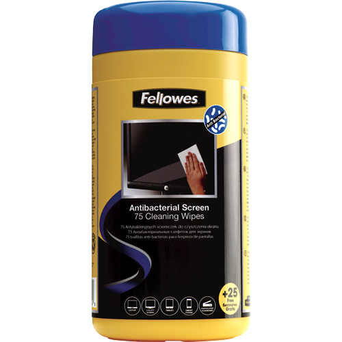 Fellowes® 100 Antibacterial Screen Cleaning Wipes