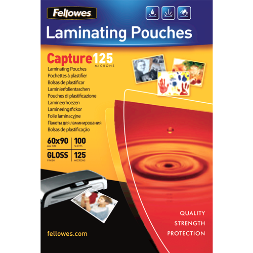 Fellowes® Glossy 125 Micron Card Laminating Pouch 60x90mm