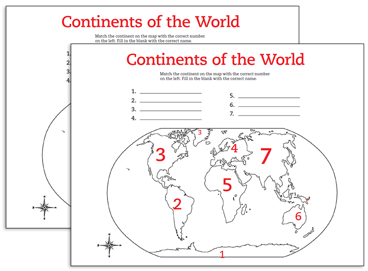 Printable 7 Continents Of The World Fellowes