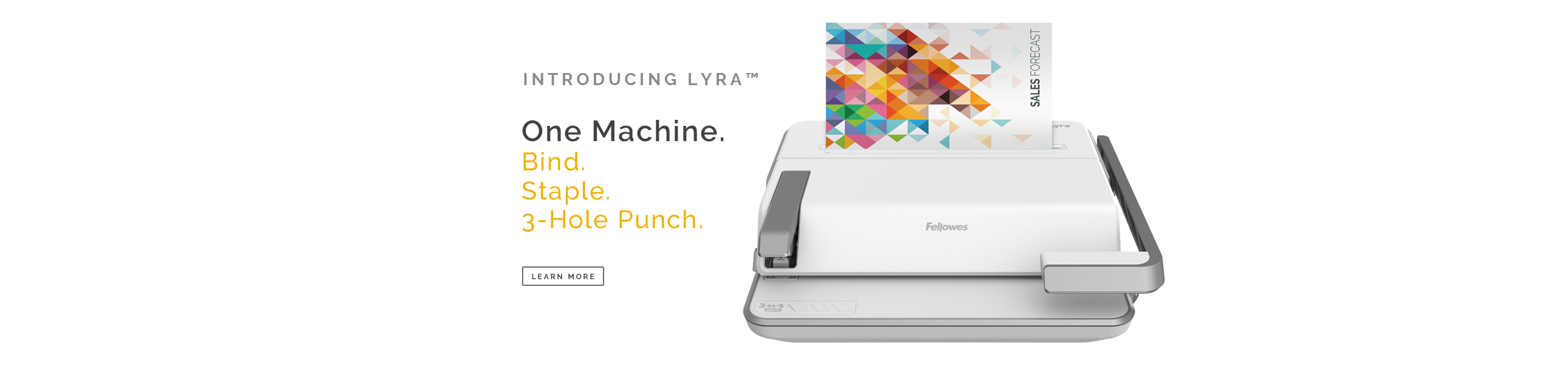 Introducing Fellowes Lyra Binging Machine - 3 in 1 Binding System. Bind - Staple - 3-Hole Punch