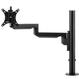 Circular black pole with one black bracket for a single monitor.  