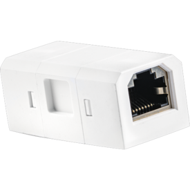 Petit module carré blanc doté d'un port RJ45 pour le Qi Power-Spot®.