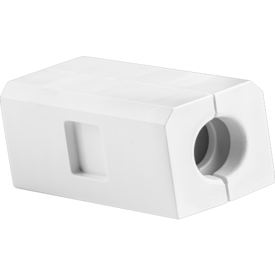 Petit module carré blanc doté d'une ouverture pour câbles, s'intégrant au Qi Power-Spot®.