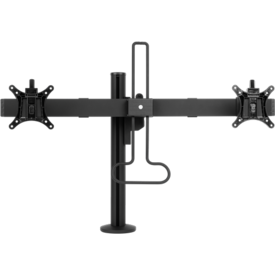 Long black rectangular bar with two brackets, one on each end, and a connector with screw in the centre