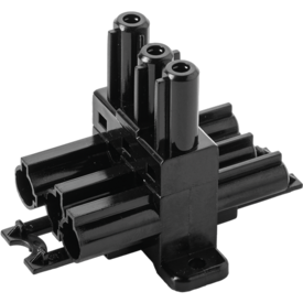 Small black module with one eGST female ports on either side, and another connection on top