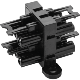 Small black module with one eGST female port and 3 male outputs on either side