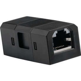 Petit module carré noir doté d'un port RJ45 pour le Qi Power-Spot®.