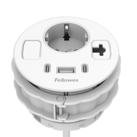 Power-Spot® USB-A + 2 USB-C y guía. Cable conector 3 polos Blanco