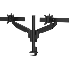 Black Galaxy 2MS Dual Monitor Arm with top mount, designed for dual-screen setups with perfect alignment.