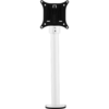A vertical white metal pole with one bracket to support a single monitor. 