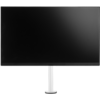 A vertical white metal pole with one bracket to support a single monitor. 