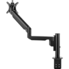 Single black pole with two hinges and a mount to attach a single monitor. 
