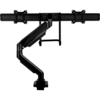 Single black monitor arm bent at 45º, with a crossbar for two monitors. 
