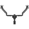 Short central pole which supports two arms, each holding a bracket for a monitor. 