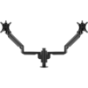 Short central pole which supports two arms, each holding a bracket for a monitor. 