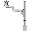 Circular silver pole with one black bracket for a single monitor.  