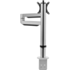 Circular silver pole with one black bracket for a single monitor.  