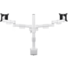 A single, circular white pole supports two arms which branch outwards. Each arm holds a square black bracket. 