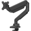 Single black monitor arm bent at 45º, with a bracket for a single monitor.  