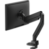 Single black monitor arm bent at 45º, with a bracket for a single monitor.  