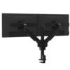 Black Galaxy 2MS Dual Monitor Arm with top mount, designed for dual-screen setups with perfect alignment.