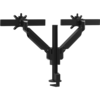 Black Galaxy 2MS Dual Monitor Arm with top mount, designed for dual-screen setups with perfect alignment.