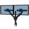 Black Galaxy 2MS Dual Monitor Arm with top mount, designed for dual-screen setups with perfect alignment.