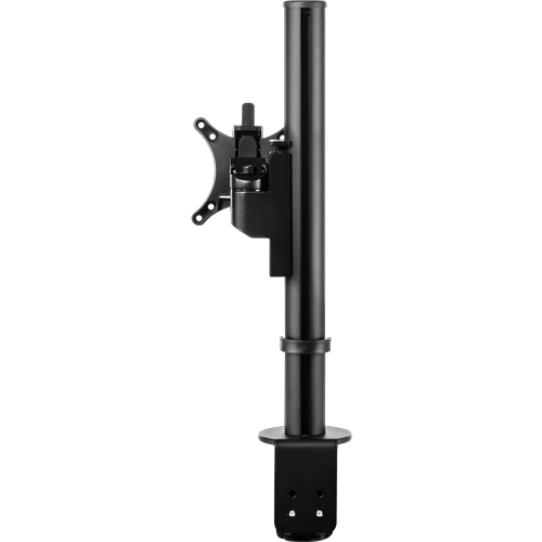 Single black vertical pole with bracket to support one monitor