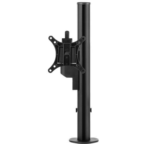 Single black vertical pole with bracket to support one monitor