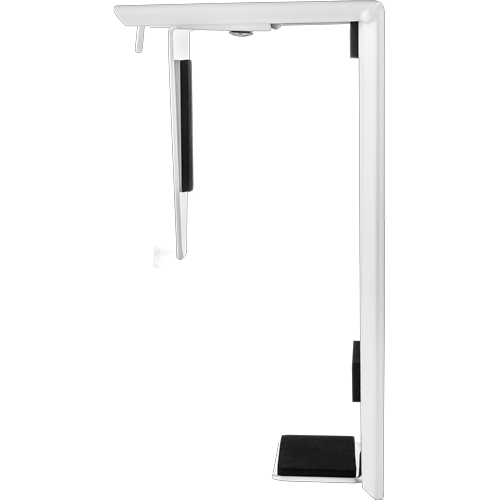 White bracket with fixing bracket that fixes CPU into place. Screw holes on side to fix unit under desk. 