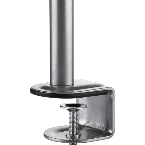 Silver clamp with pole - part of the Skylon Monitor Arm