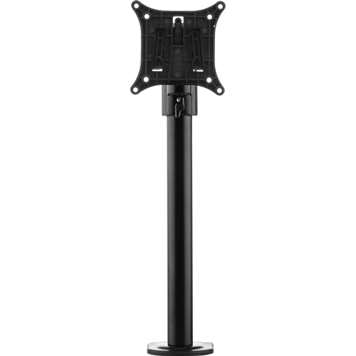 A vertical black metal pole with one bracket to support a single monitor. 
