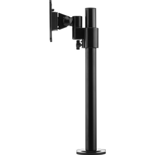 A vertical black metal pole with one bracket to support a single monitor. 