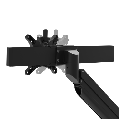 Black Galaxy 2MS Dual Monitor Arm with top mount, designed for dual-screen setups with perfect alignment.