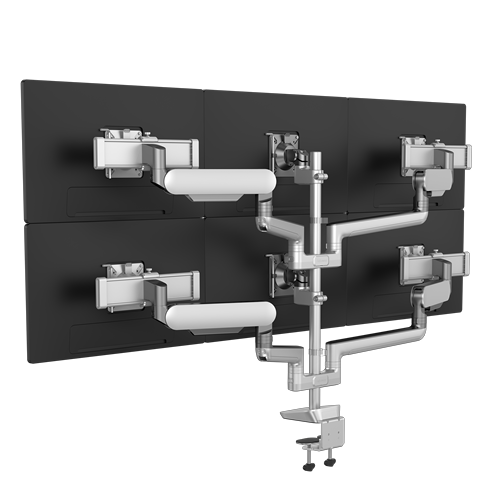 RisingEX6-FMS™ Series Six Monitor Arm, Platinum__100139397-RSNGEX6-FMS-Rear-Monitor.762-032725.png