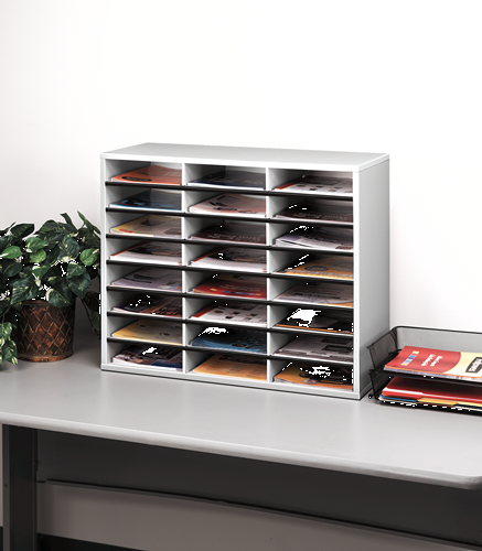 Literature Organizer - 24 Compartment, Letter, Dove Gray__25041.png
