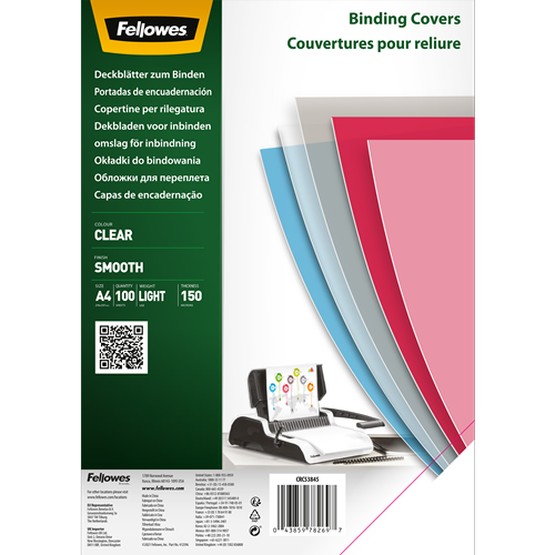 Clear PET Binding Cover 150MIC A4 x 100PK