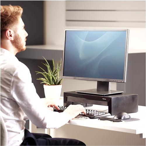 Designer Suites™ Monitor Riser__8038101_DS_MonitorSupport_LS_Person_INSET.png