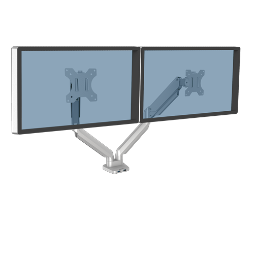 Bras articulé double moniteur Platinum Series - argent