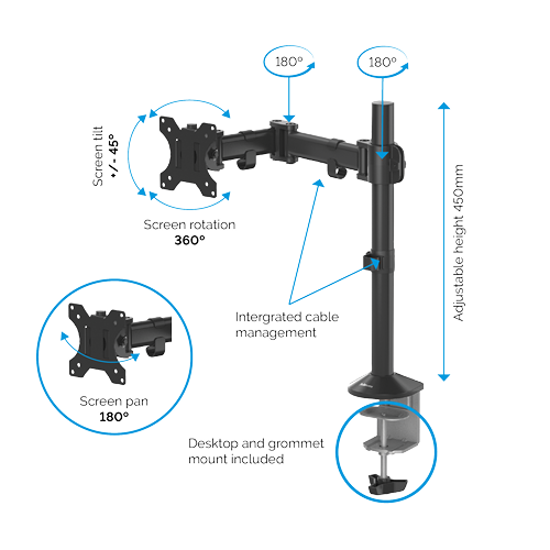 Reflex Single Monitor Arm