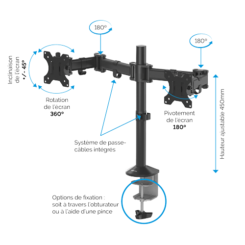 Bras porte-écran double - Reflex