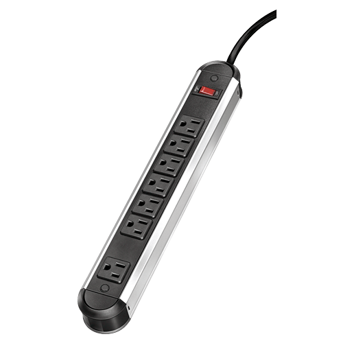 7 Outlet Metal Power Strip with 12' Cord