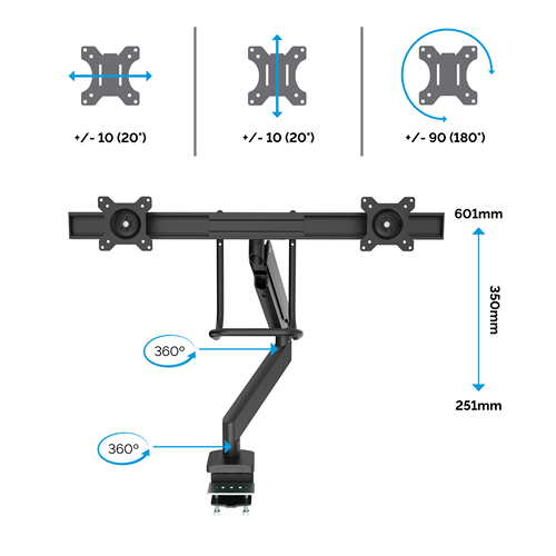Eppa™ Dual Crossbar Monitor Arm