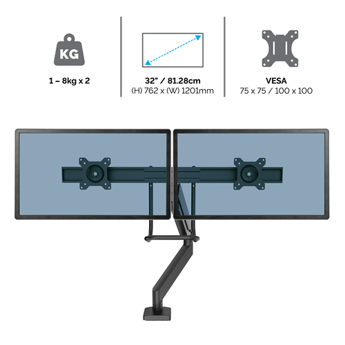 Eppa™ Dual Crossbar Monitor Arm