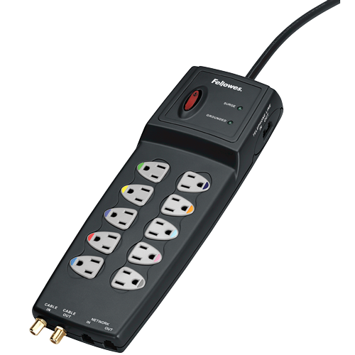 10 Outlet Power Guard Surge Protector with Phone/DSL, coax, Ethernet
