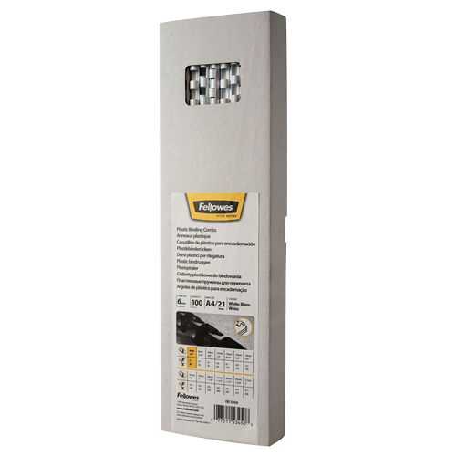 6mm Plastic Binding Combs - White - 100 pack