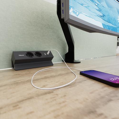 Desk Up® 2.0 - 2x 230V, 2x USB, Keystone Negro
