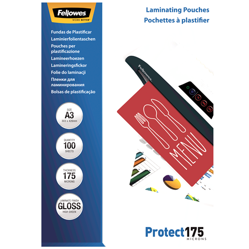 A3 Glossy 175 Micron Laminating Pouch - 100 pack