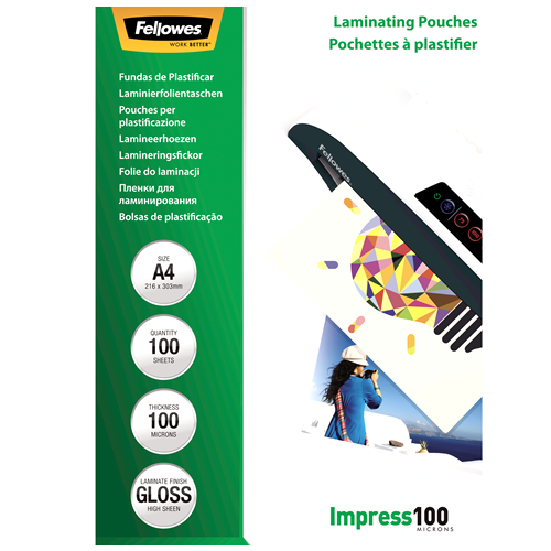 A4 Glossy 100 Micron Laminating Pouch - 100 pack