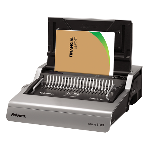 Galaxy™-E 500 Electric Comb Binding Machine w/ Starter Kit__GalaxyE_hero_left_w-paper_022015.png